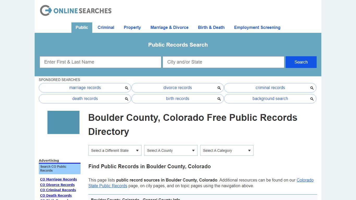 Boulder County, Colorado Public Records Directory